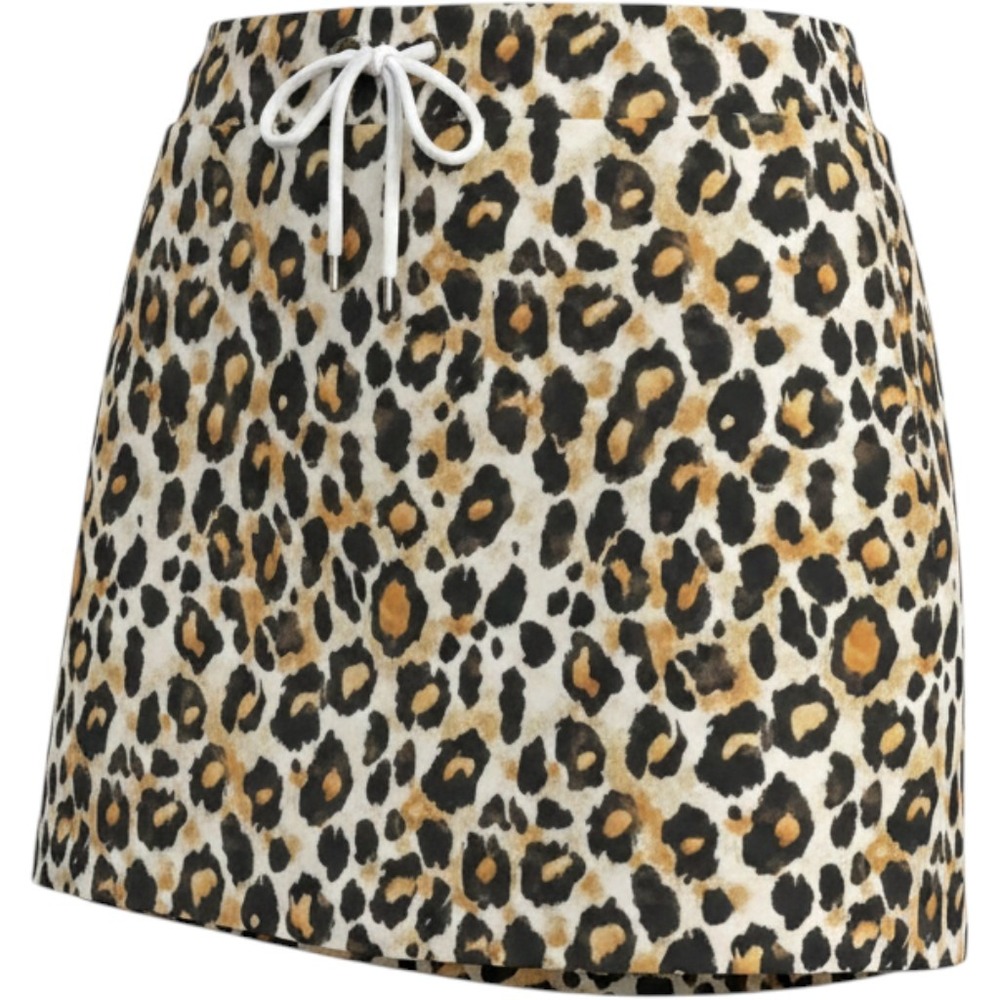 The Back Forty Skort Women XL Tan Leopard Print Athletic Mini Skirt Drawstring